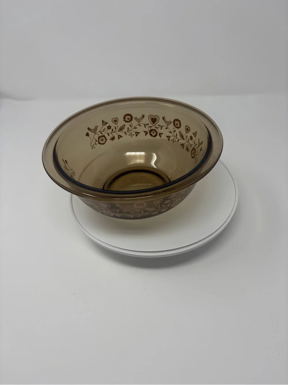Vintage Pyrex Brown/Amber Clear Mixing Bowl Festive Harvest
